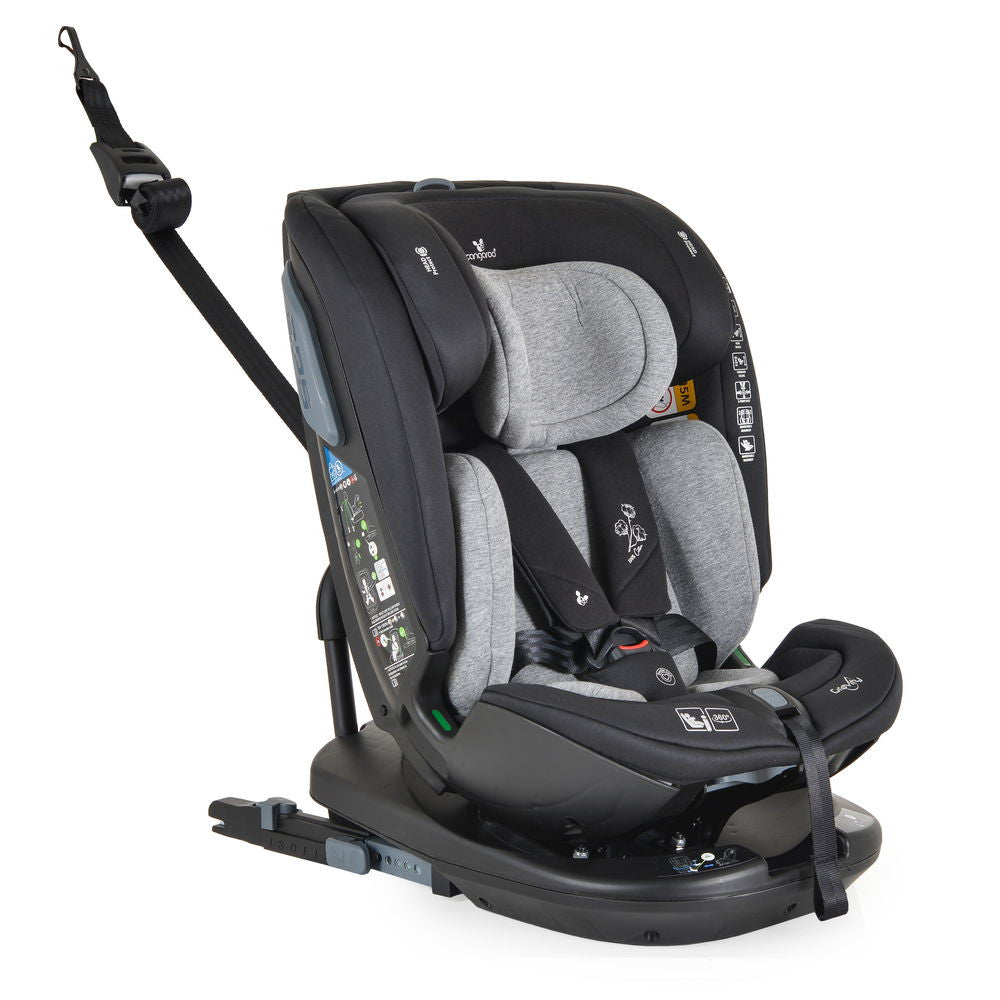 Moni Gravity i-size autós ülés 40-150cm, sps, forgatható talp, pamut huzat szürke-0