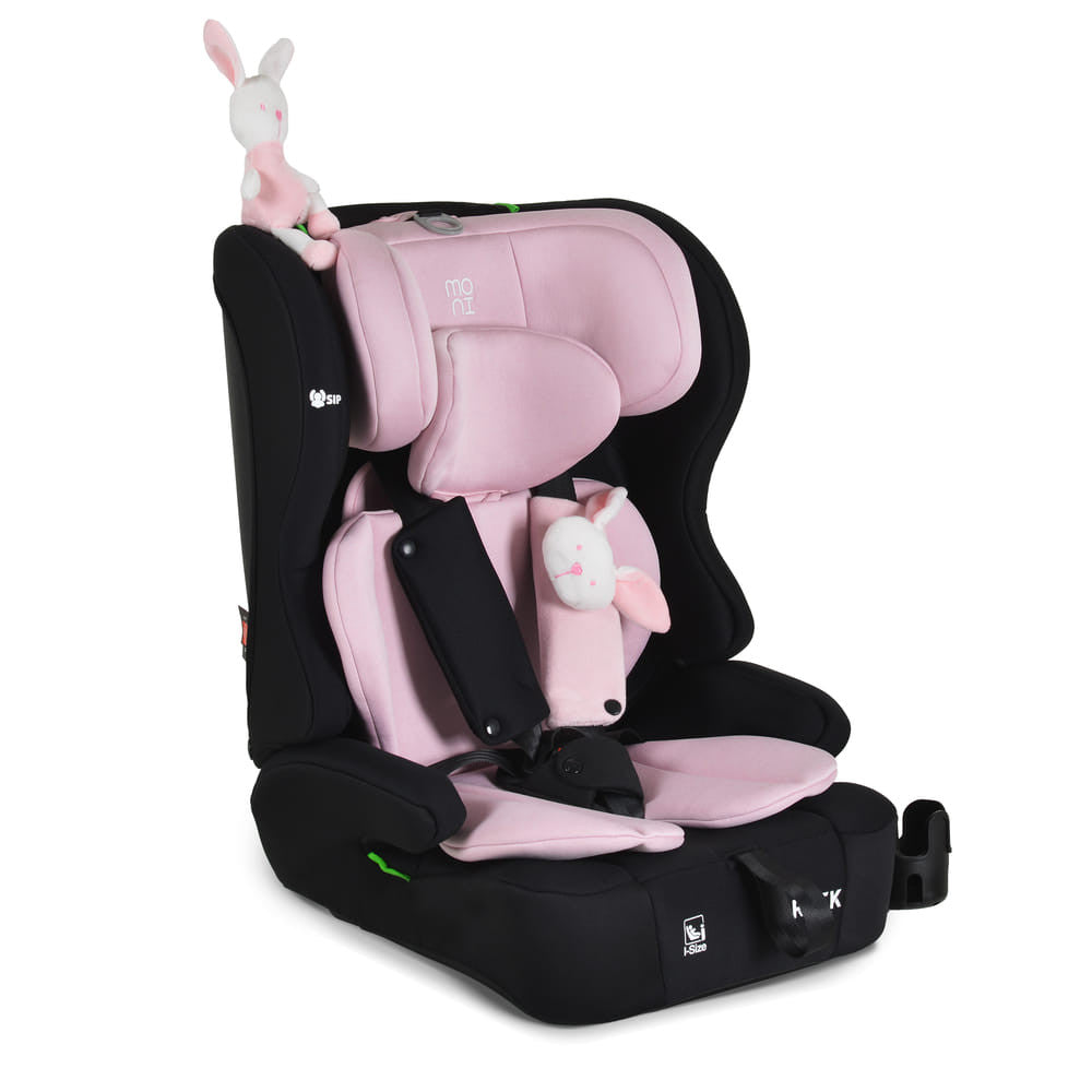 Moni Rock autós ülés 76-150cm, 2játékkal, pohártartó, belső öv, isofix nélkül pink-0