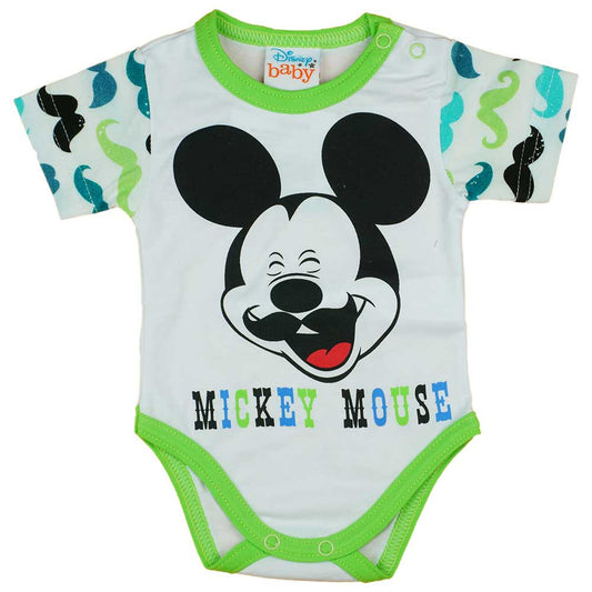 Rövid ujjú baba body bajszos Mickey egér mintával zöld - Momsy