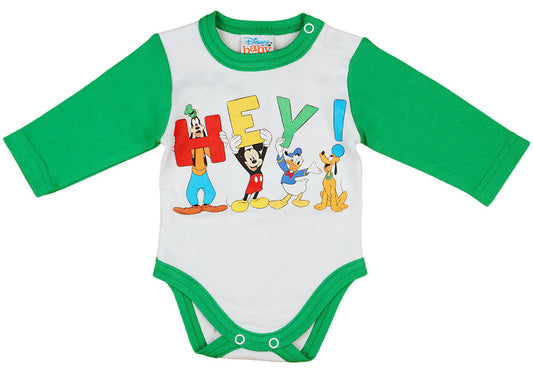 Disney Mickey és barátai hosszú ujjú baba body zöld - Momsy