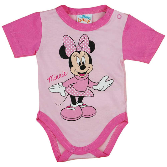 Rövid ujjú baba body Minnie egér mintával rózsaszín - Momsy