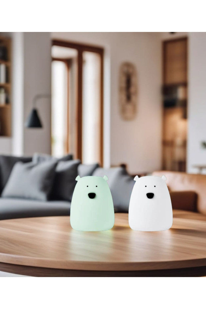 Rabbit&Friends Mini Mackó szilikon lámpa 2db - fehér/zöld-1