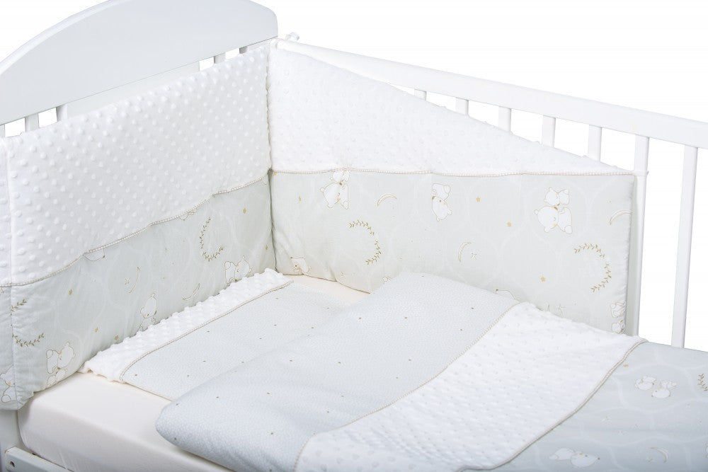 Bubaba 6 részes ágynemű szett - Minky white teddy dreams - Momsy
