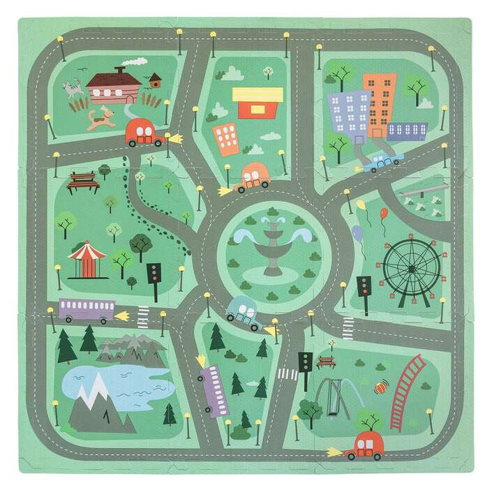 FreeON Free2Play Road habszivacs puzzle játszószőnyeg – 9 darabos-0