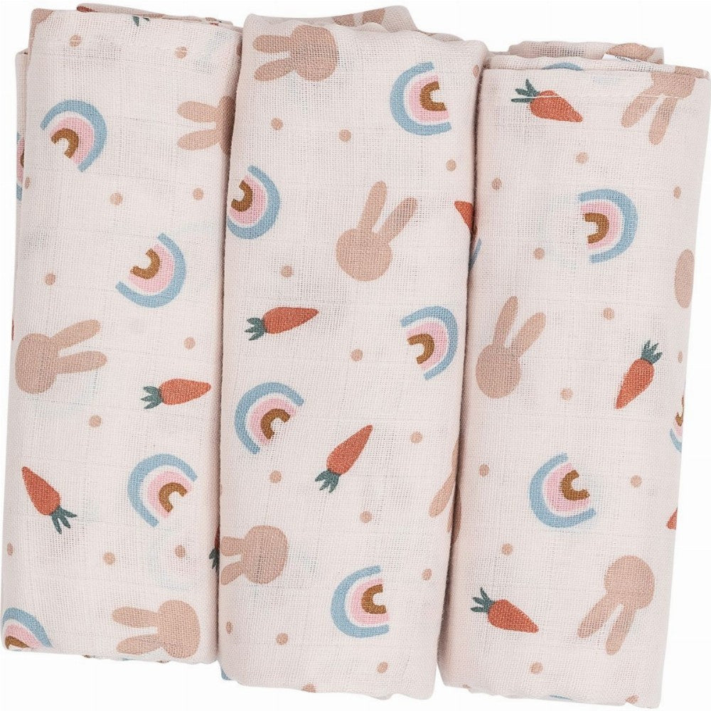 Bubaba by FreeON tetra textilpelenka 80 × 80 cm, 3 db – Carrots and Rainbow-0