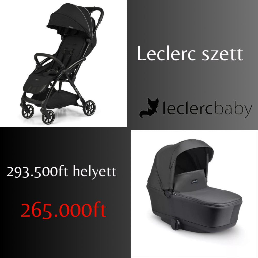 Leclerc Influencer Air könnyű sport babakocsi + fekete mózeskosár- Piano Black - Momsy