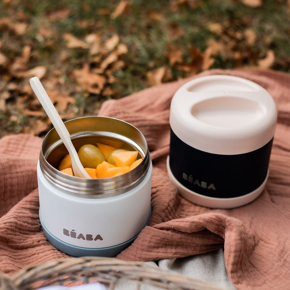 Béaba Rozsdamentes acél Tároló doboz - 500 ml - Halvány rózsaszín - Sötétkék --2