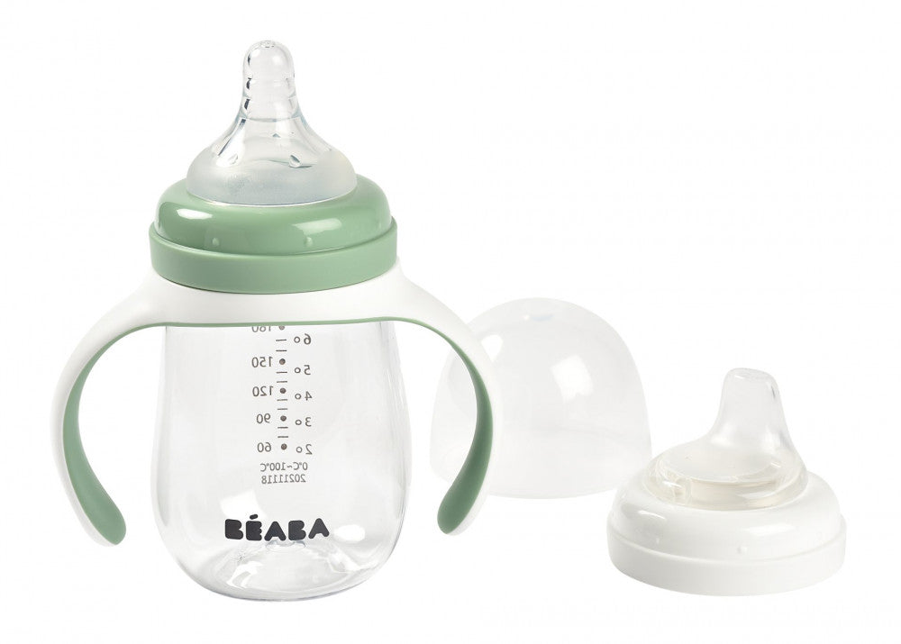 Béaba 2 az 1-ben Tanuló cumisüveg 210 ml - Zsályazöld - Momsy