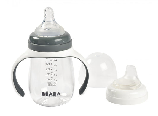 Béaba 2 az 1-ben Tanuló cumisüveg 210 ml - Sötétszürke - Momsy