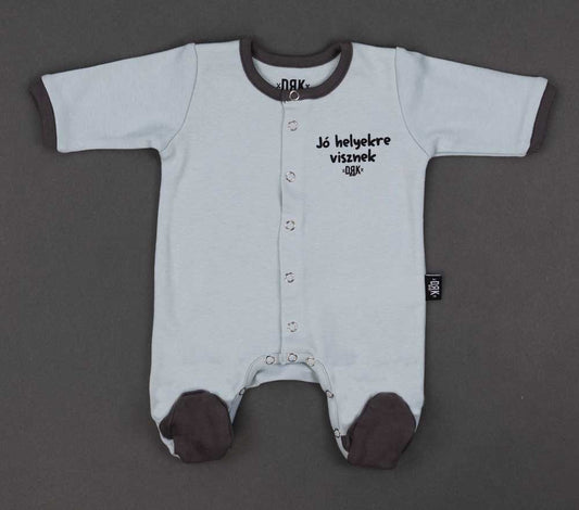 Vékony, pamut, elöl patentos rugdalózó Dorko DRK &quot;Jó helyekre visznek&quot; mintával - Momsy