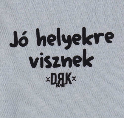 Vékony, pamut, elöl patentos rugdalózó Dorko DRK &quot;Jó helyekre visznek&quot; mintával - Momsy