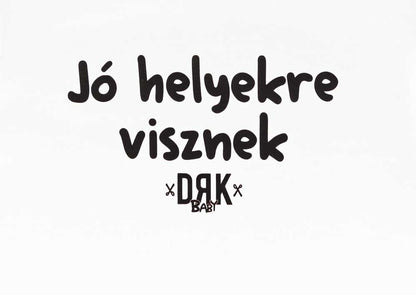 Dorko &quot;Jó helyekre visznek&quot; mintával nyomot rövid ujjú baba body - Momsy