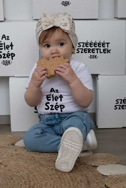 Dorko &quot;Az Élet Szép&quot; mintával nyomot rövid ujjú baba body - Momsy
