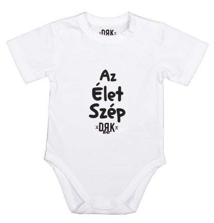 Dorko &quot;Az Élet Szép&quot; mintával nyomot rövid ujjú baba body - Momsy