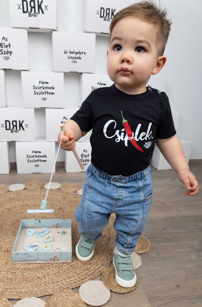 Dorko &quot;Csíplek&quot; mintával nyomot rövid ujjú baba body-1