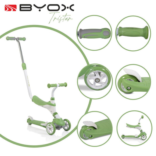 Moni Tristar roller 3in1, szülőkarral, üléssel 20kg/50kgig zöld - Momsy