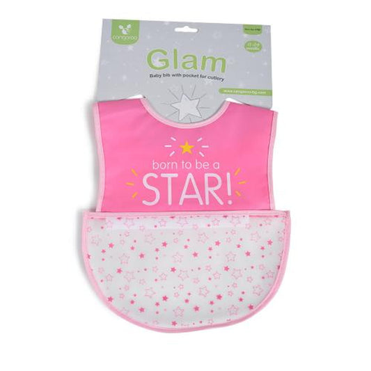 Moni Glam előke tépőzáras, zsebbel, műanyag pink - Momsy