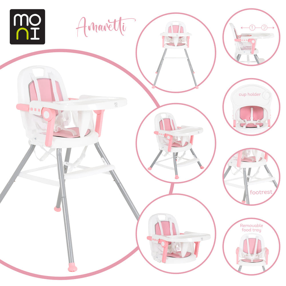 Moni Amaretti 3in1 szétszedhető etetőszék pink-0