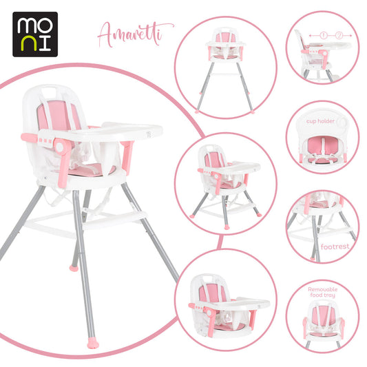 Moni Amaretti 3in1 szétszedhető etetőszék pink-0
