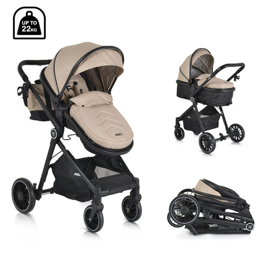 Moni Rio babakocsi 2in1 lapra csukható 22kgig bézs/khaki - Momsy