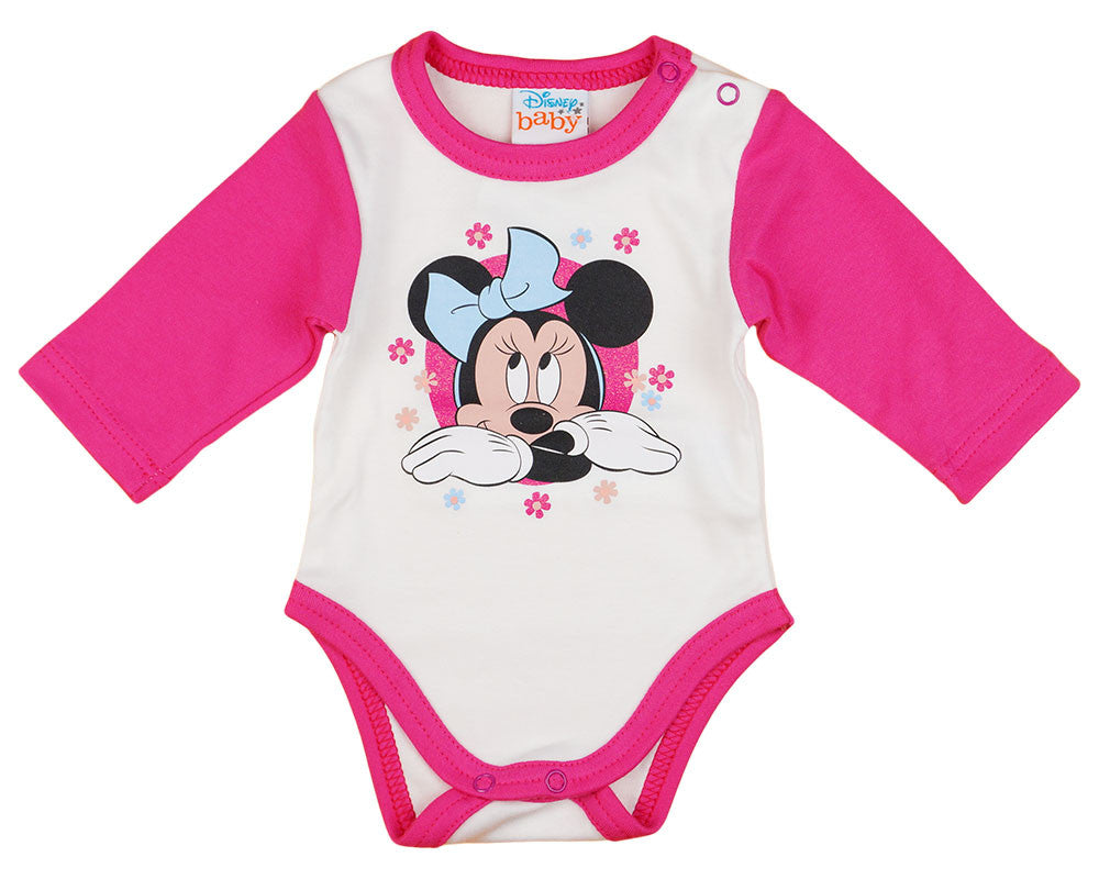 Disney Minnie virágos hosszú ujjú baba body fehér-0