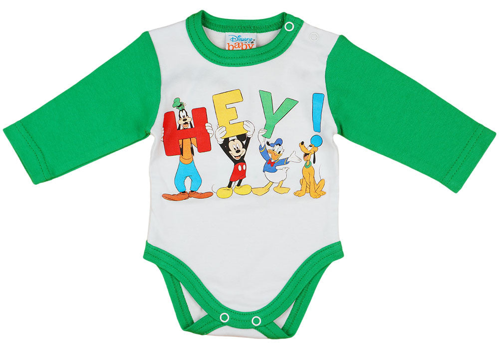 Disney Mickey és barátai hosszú ujjú baba body zöld - Momsy