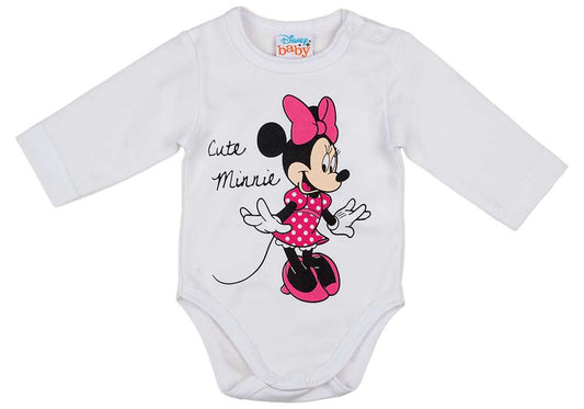 Hosszú ujjú kislány baba body Minnie egér mintával - Momsy