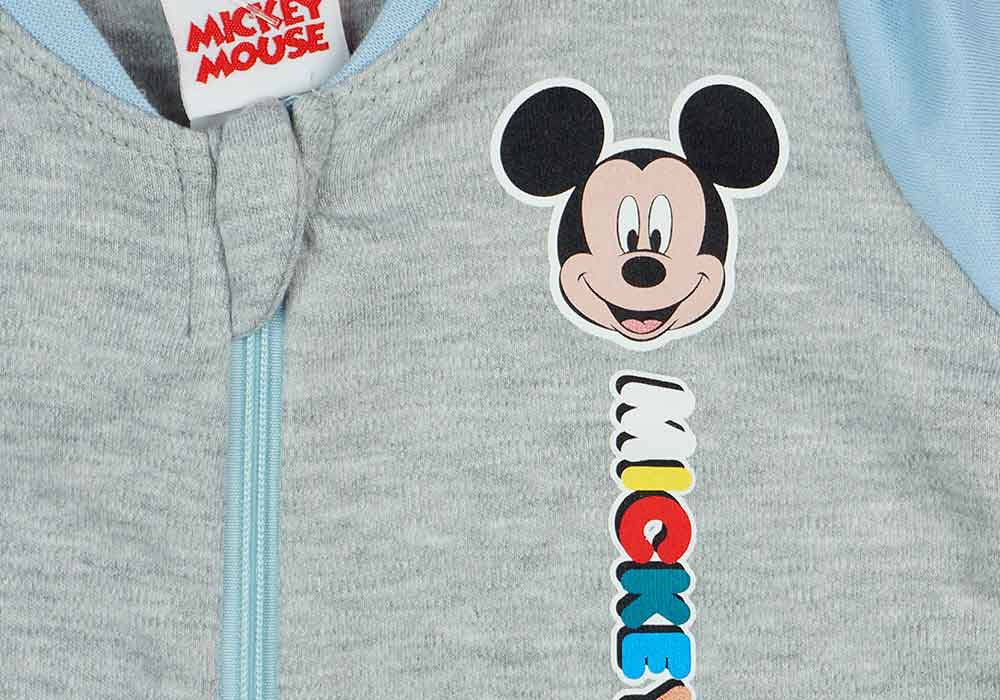 Hosszú ujjú, elöl cipzáras overálos pizsama Mickey mintával - Momsy