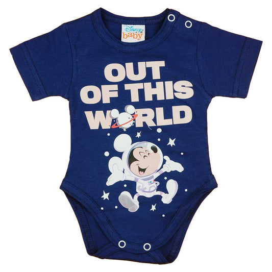 Rövid ujjú űrhajós baba body Mickey egér mintával kék - Momsy