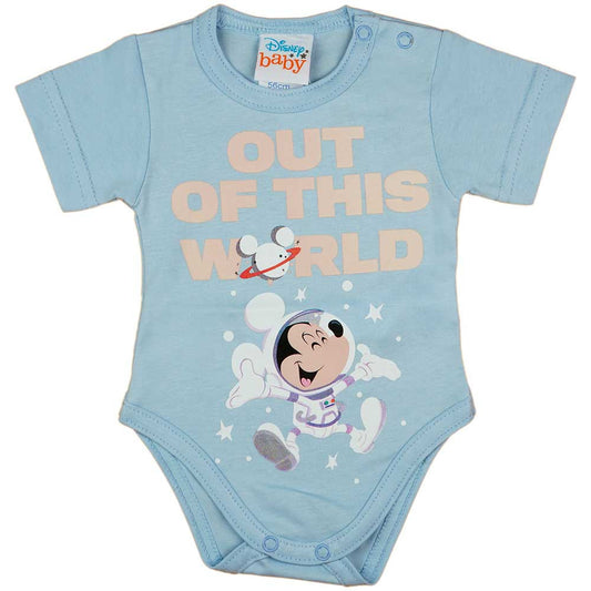 Rövid ujjú űrhajós baba body Mickey egér mintával kék - Momsy