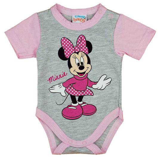 Rövid ujjú baba body Minnie egér mintával szürke - Momsy
