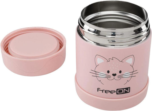 FreeON thermo ételtároló termosz 350 ml- Pink cica - Momsy