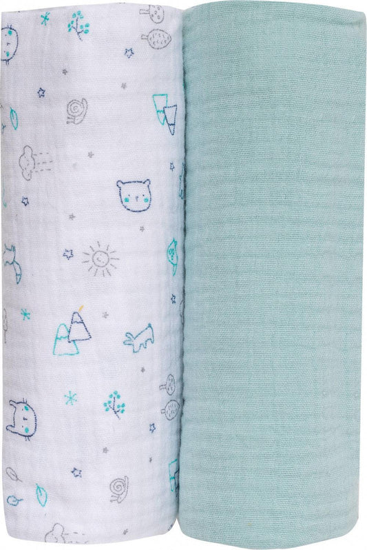 Bubaba muslin pelenka 70x70 cm (2 db)- Menta - Momsy