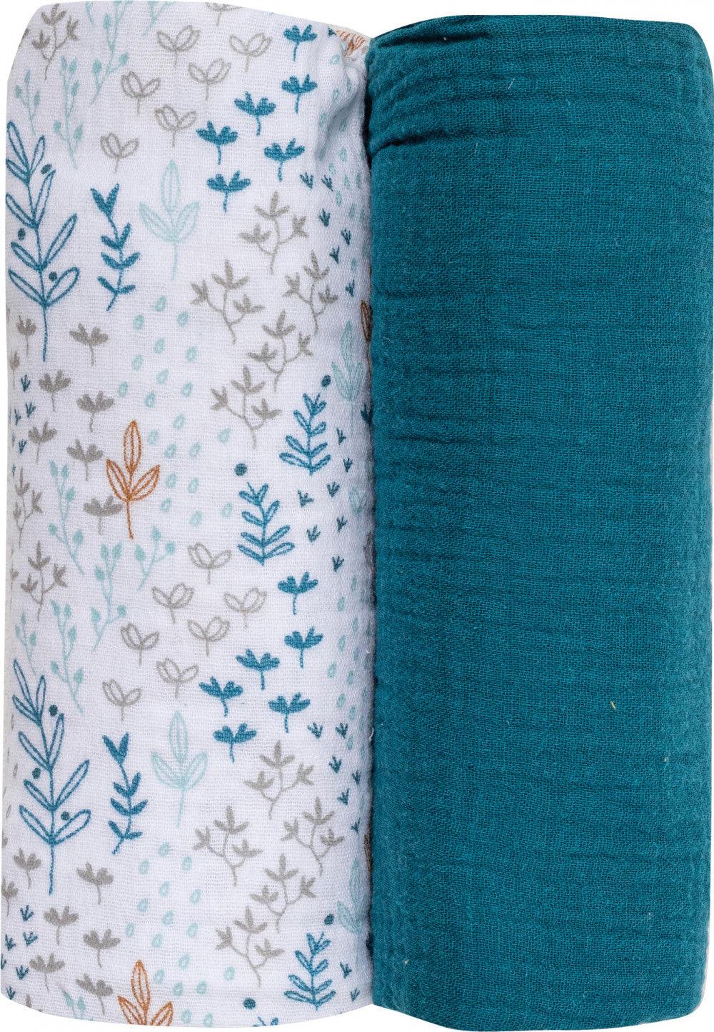 Bubaba muslin pelenka 70x70 cm (2 db)- Türkiz - Momsy