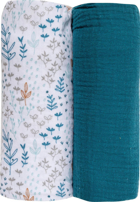 Bubaba muslin pelenka 70x70 cm (2 db)- Türkiz - Momsy