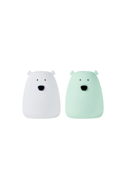 Rabbit&Friends Mini Mackó szilikon lámpa 2db - fehér/zöld-0