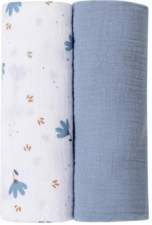Bubaba muslin pelenka 70x70 cm (2 db)-Blue - Momsy