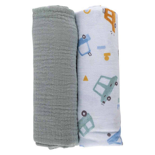 Bubaba muslin pelenka 70x70 cm (2 db)-mint/white - Momsy