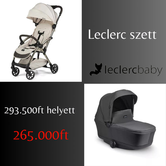 Leclerc Influencer Air könnyű sport babakocsi + fekete mózeskosár- Cloudy Cream - Momsy