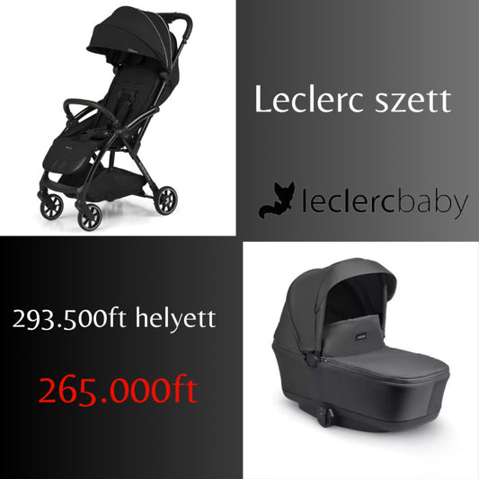 Leclerc Influencer Air könnyű sport babakocsi + fekete mózeskosár- Piano Black - Momsy