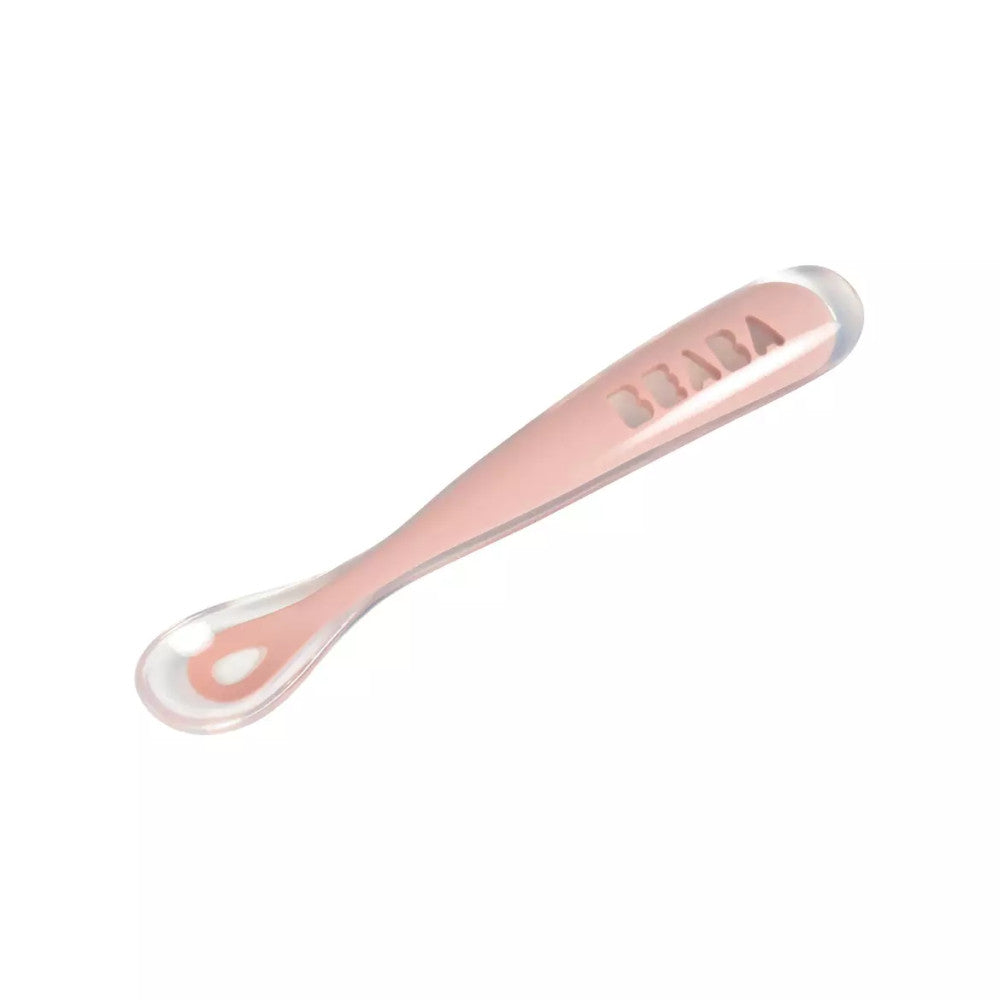 Béaba Ergonomikus Szilikon Hosszú Kiskanál - Sötét rózsaszín-0