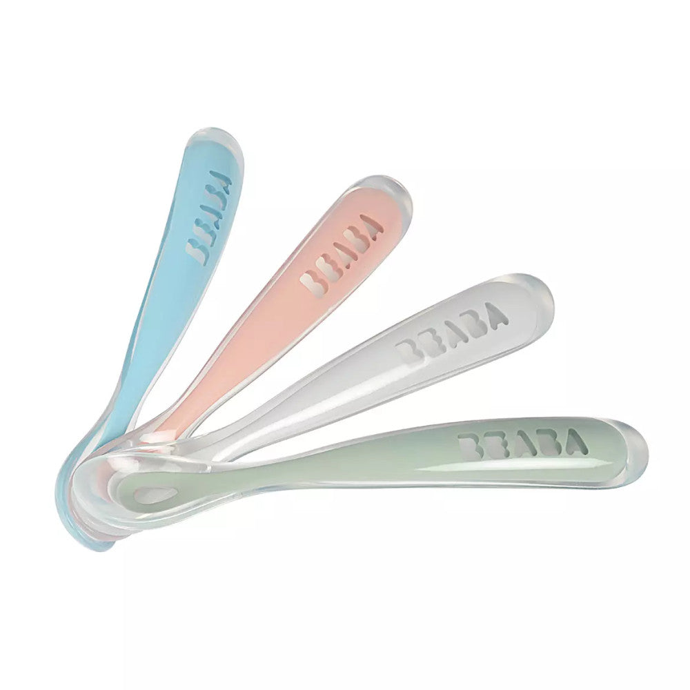 Béaba Ergonomikus Szilikon Hosszú Kiskanál szett - 4 db - Eukaliptus - Momsy