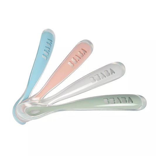 Béaba Ergonomikus Szilikon Hosszú Kiskanál szett - 4 db - Eukaliptus - Momsy