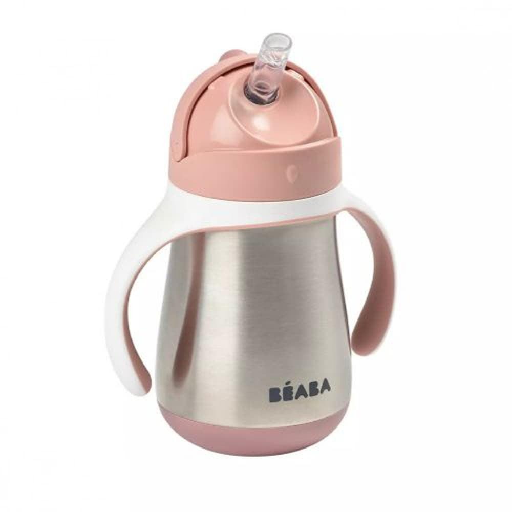 Béaba Rozsdamentes Acél Szívószálas Ivópohár 250 ml - Sötét rózsaszín - Momsy