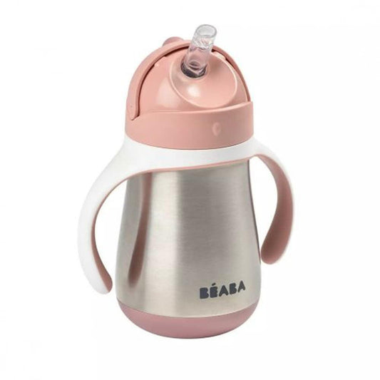 Béaba Rozsdamentes Acél Szívószálas Ivópohár 250 ml - Sötét rózsaszín - Momsy