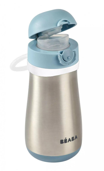 Béaba Rozsdamentes Acél Palack + Fogantyú - 350 ml - Viharkék - - Momsy