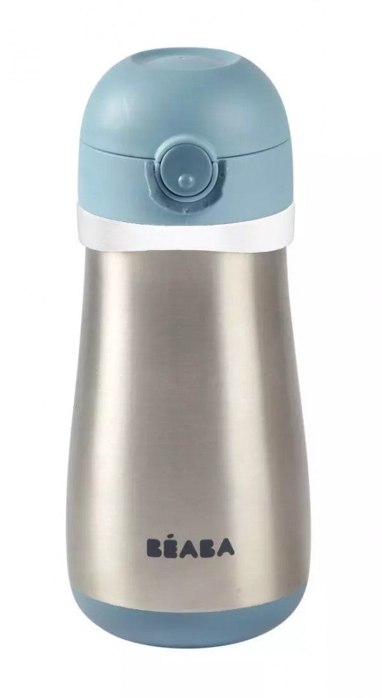 Béaba Rozsdamentes Acél Palack + Fogantyú - 350 ml - Viharkék - - Momsy
