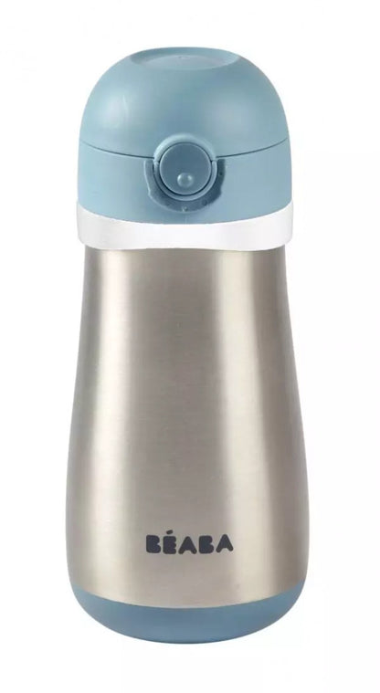 Béaba Rozsdamentes Acél Palack + Fogantyú - 350 ml - Viharkék - - Momsy