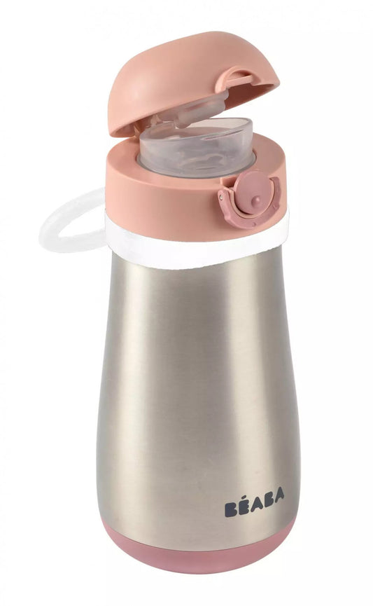 Béaba Rozsdamentes Acél Palack + Fogantyú - 350 ml - Sötét rózsaszín - Momsy