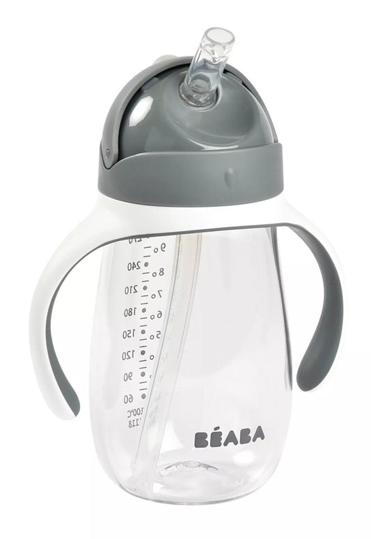 Béaba Szívószálas Ivópohár 300 ml - Sötétszürke - Momsy